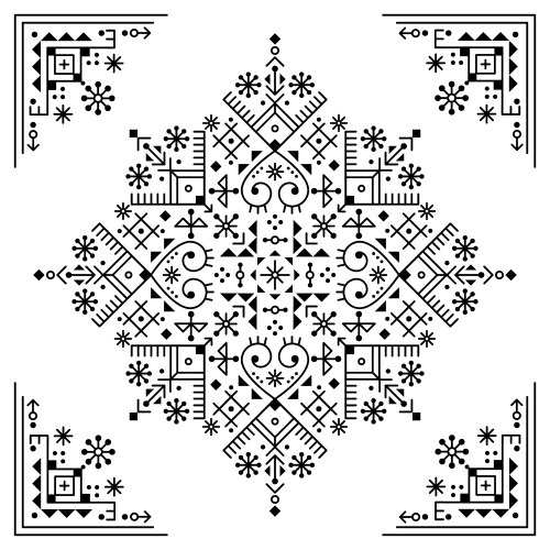 Neotribal Line Art Mandala Vector Image