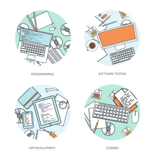 Flat background coding vector image