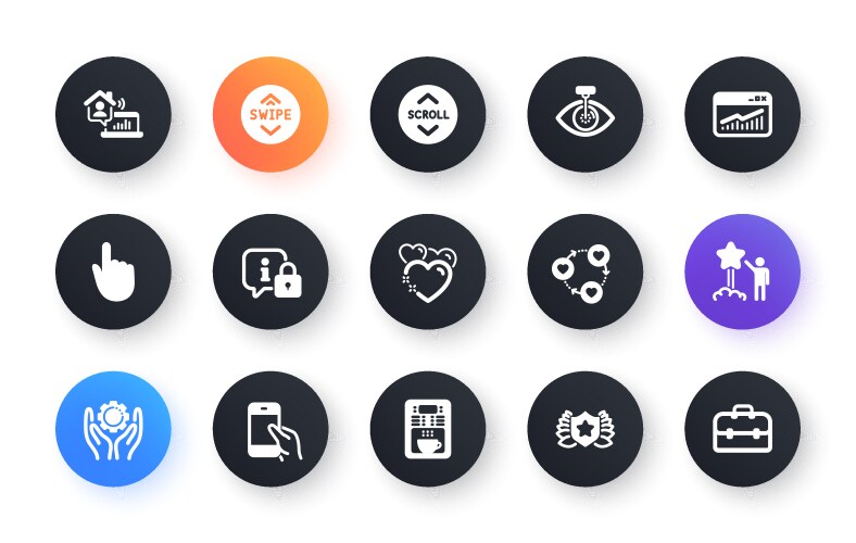 Minimal set of hand click scroll down and star vector image