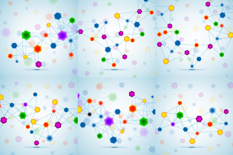 Set abstract hexagonal molecular structure vector image