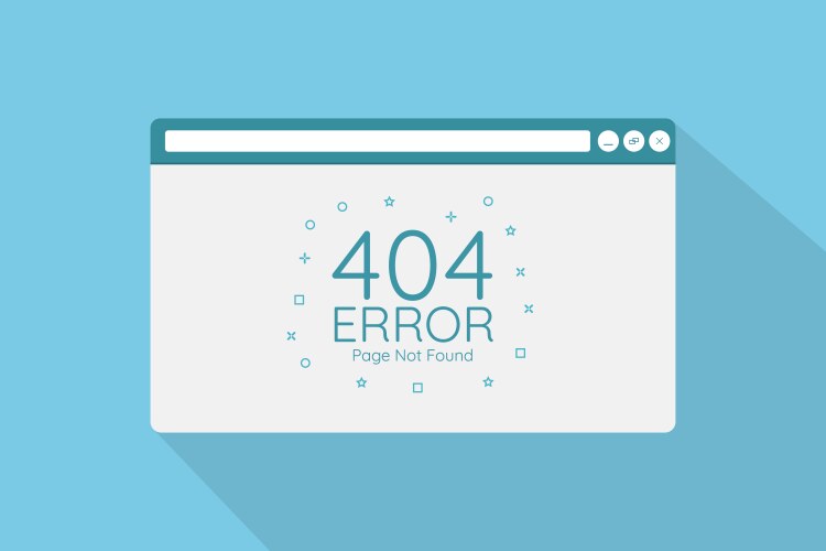 404 error page in browser screen with flat style vector image