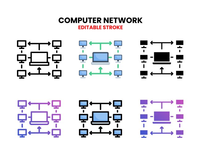 Computer network icon set with different style vektorbild