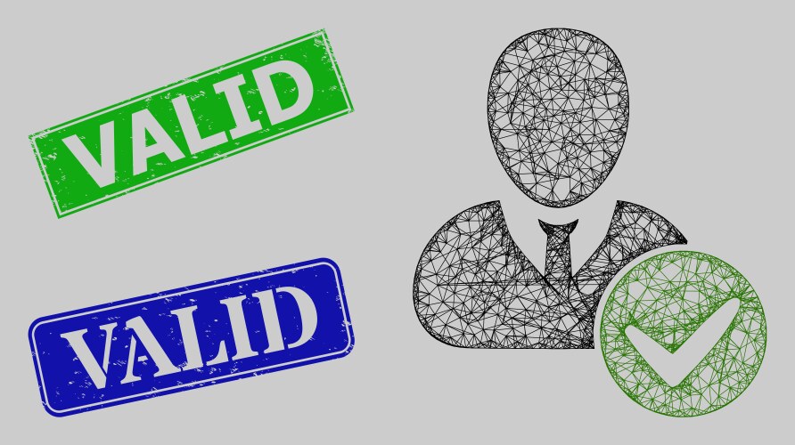 Grunge valid stamp imitations and net user vector image