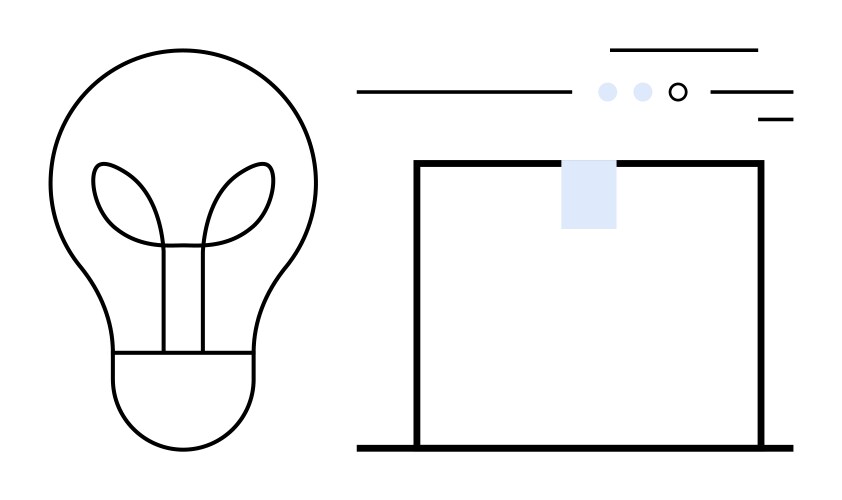 Lightbulb and computer monitor with simple vector image