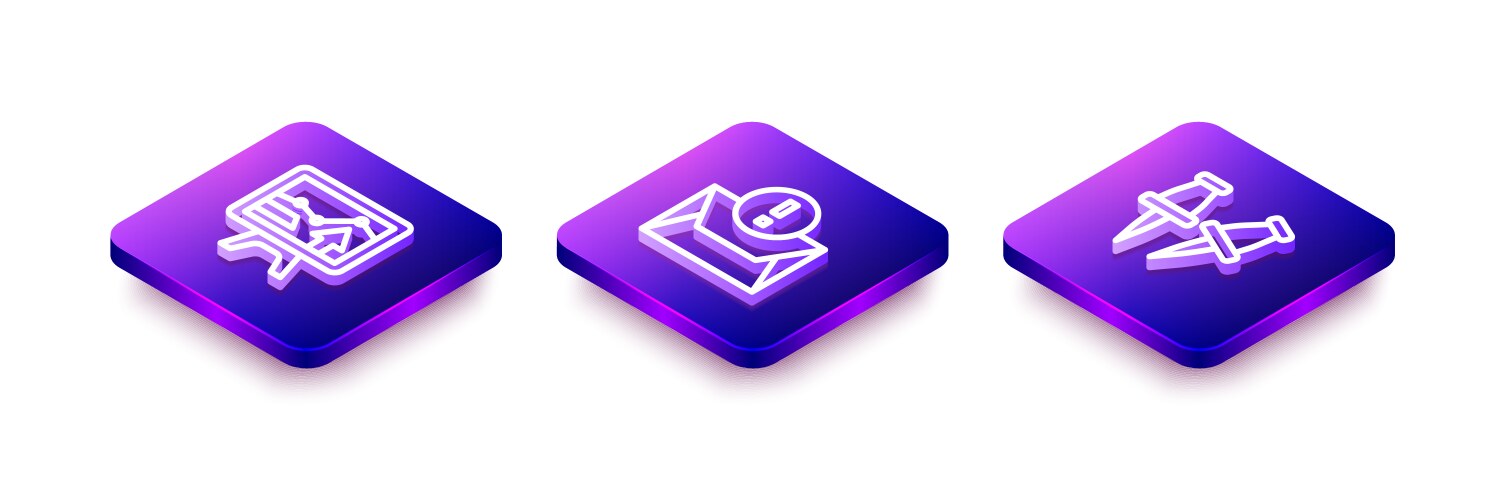 Set isometric line monitor with graph chart vector image