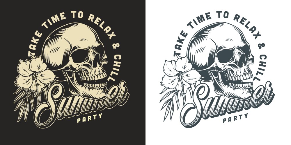 Summer party poster monochrome vintage Vector Image