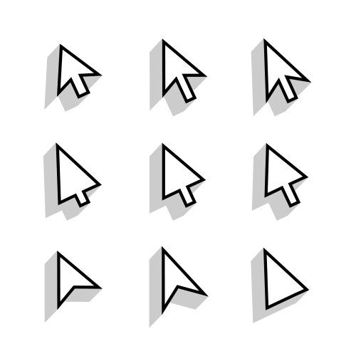 Set of flat mouse cursor arrow element symbol vector image
