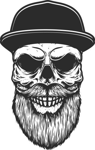 Bearded Skull with Baseball Cap Vector Image