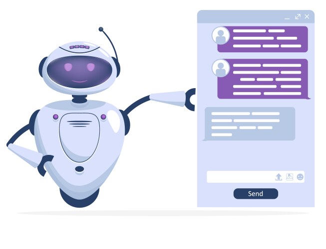 Chat bot support online message dialogue robot vector image