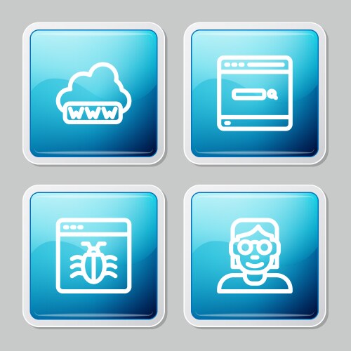 Set line web development search engine system vektorbild