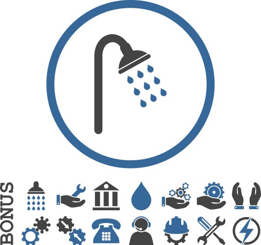 Shower flat icon with bonus – Royalty-Free Vector | VectorStock