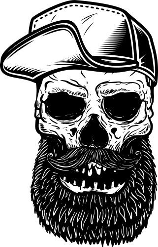 Bearded Skull with Baseball Cap Vector Image