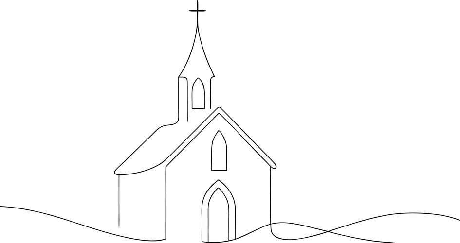 Single Line Church Drawing Vector Image