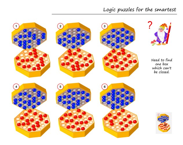 Spatial Reasoning Puzzle - Find the Open Box vector image