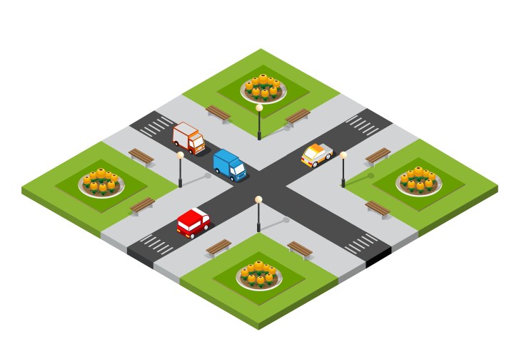 Four-way intersection Royalty Free Vector Image