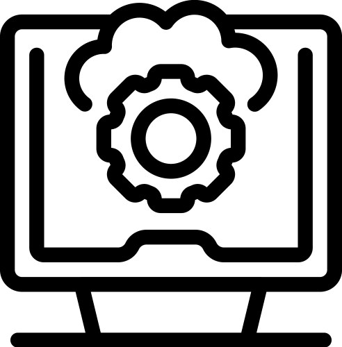 Computer showing cloud computing system vector image