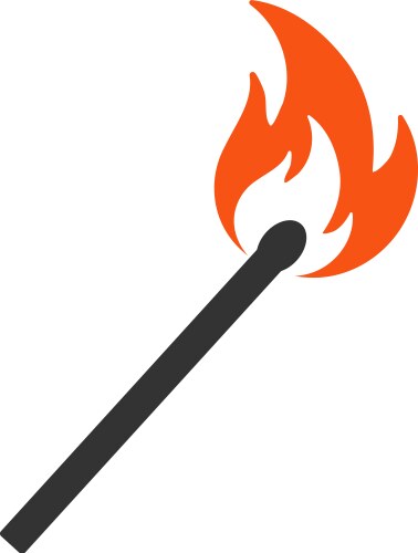 Burning match stick with fire flame Royalty Free Vector