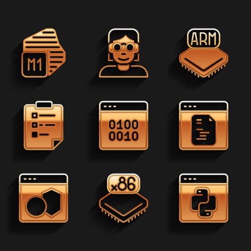 Set binary code processor with microcircuits cpu vector image