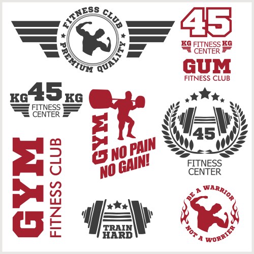 Set bodybuilding badges stickers isolated Vector Image