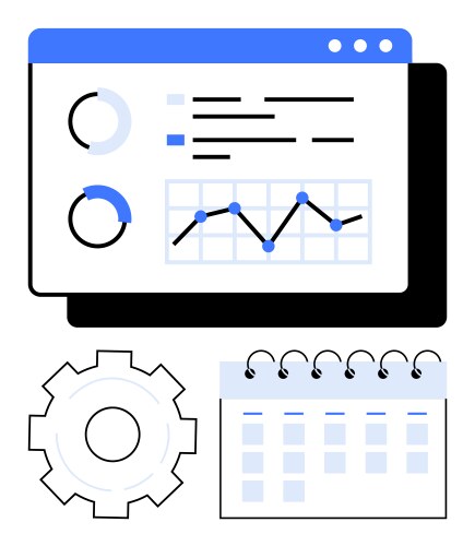 Data analysis dashboard with graphs calendar vektorbild
