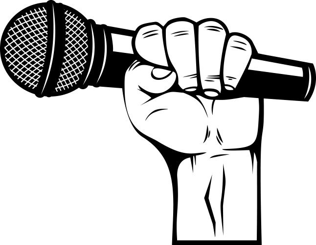 Human hand with microphone design element Vector Image