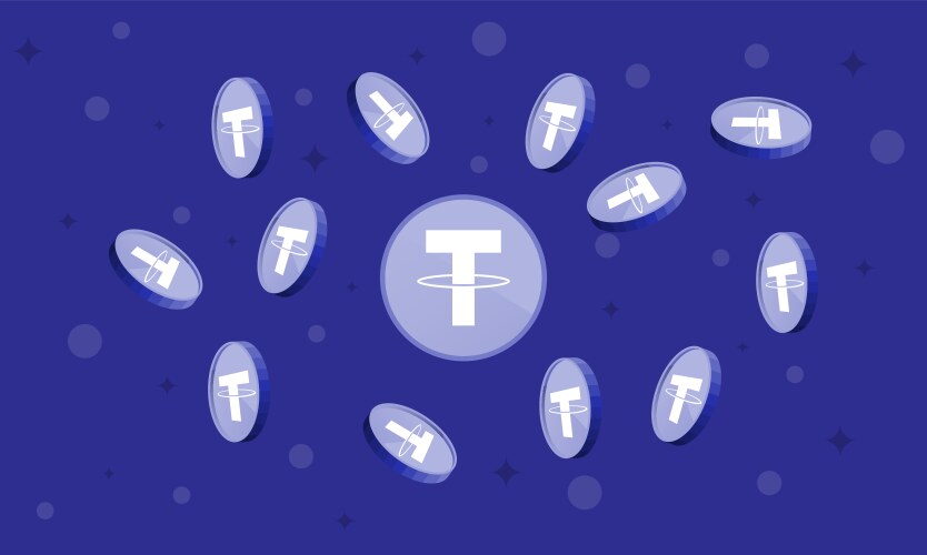 Tether or usdt crypto currency themed background vector image