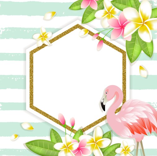 Floral tropical banner with flamingo Vector Image