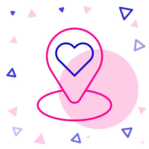Line map pointer with heart icon isolated on white vector image