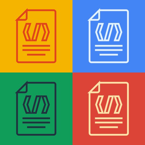 Pop art line binary code icon isolated on color vector image
