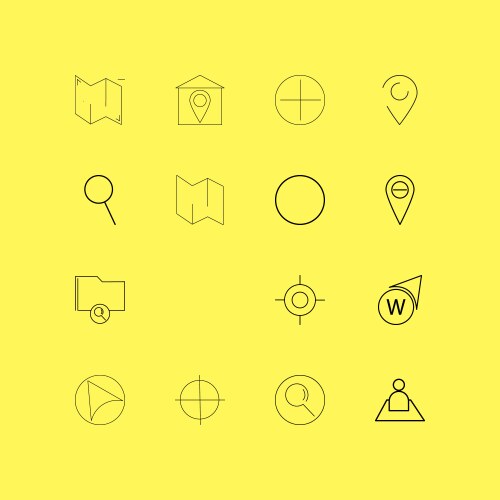Map and navigation linear icon set simple outline vector image