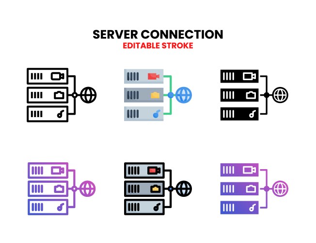 Server connection icon set with different style vektorbild