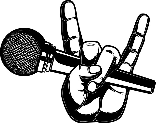 Human hand with microphone design element Vector Image