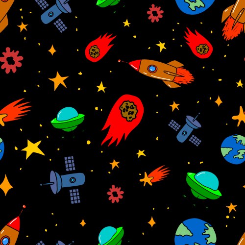 seamless pattern with space design elements vector image