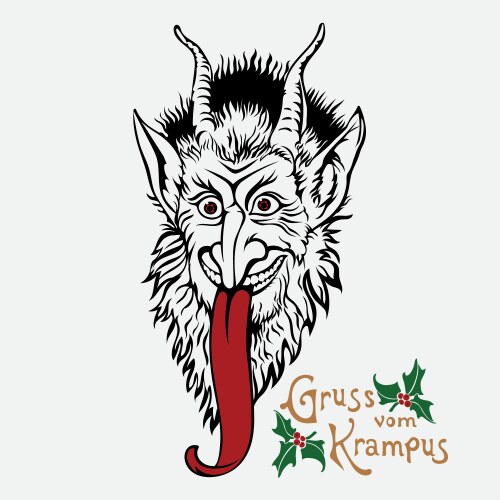 christmas postcard krampus central vector image