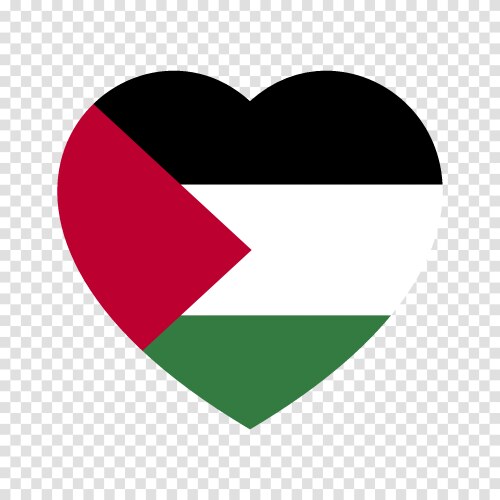 flag of palestine in heart shape vector image vector image