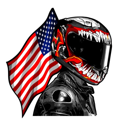 Satanic Biker Helmet with American Flag Vector Image
