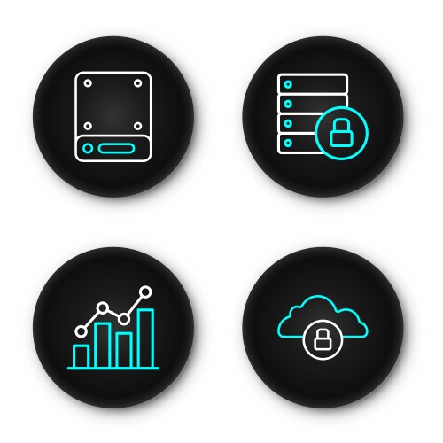 Set line cloud computing lock pie chart vektorbild