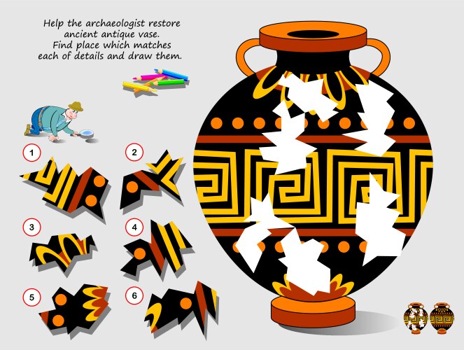 Archaeologist's Puzzle: Restore the Vase Vector Image