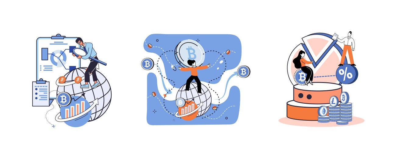 Cryptocurrency bitcoin mining metaphor blockchain vector image