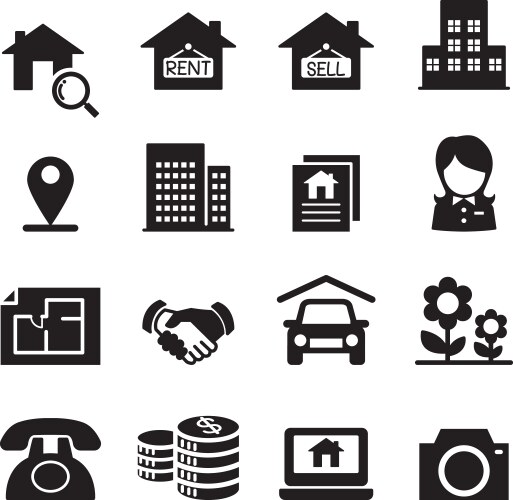 real estate icons symbol set vector image