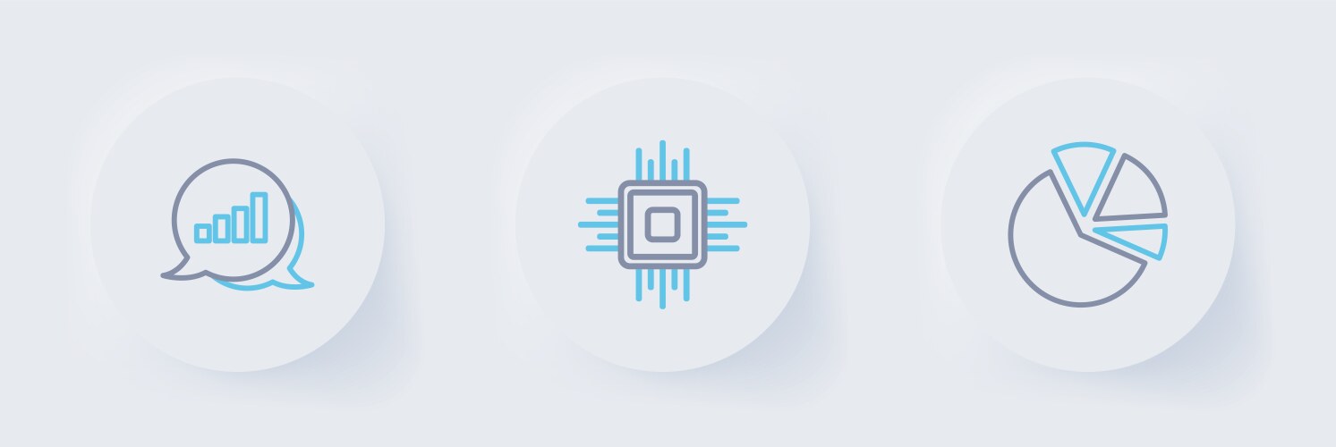 Set line pie chart infographic processor cpu vector image