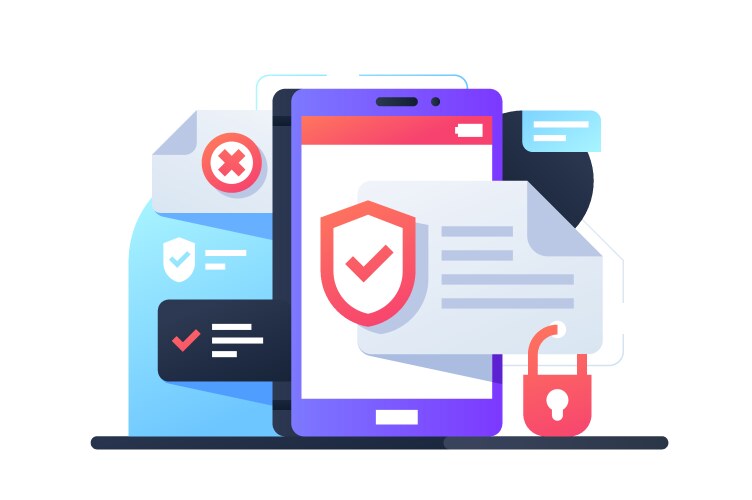 Modern smartphone using application with data vektorbild