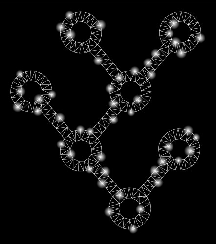 Flare mesh network binary tree with flash spots vector image