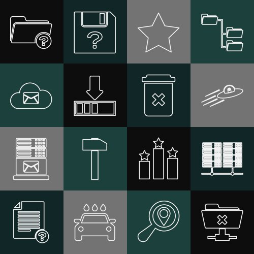 Set line ftp cancel operation server data web vector image