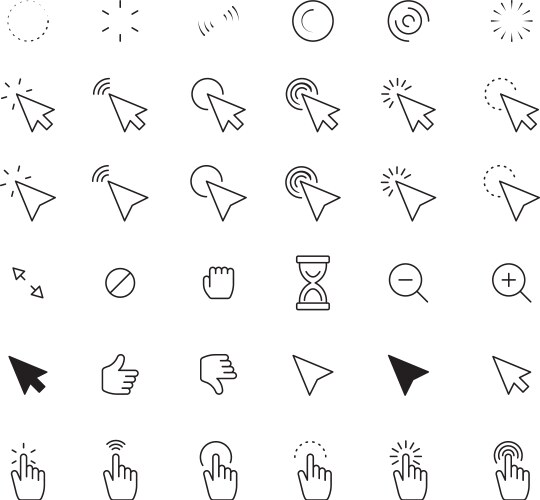 Mouse cursor web interface pointers clocks hands vector image