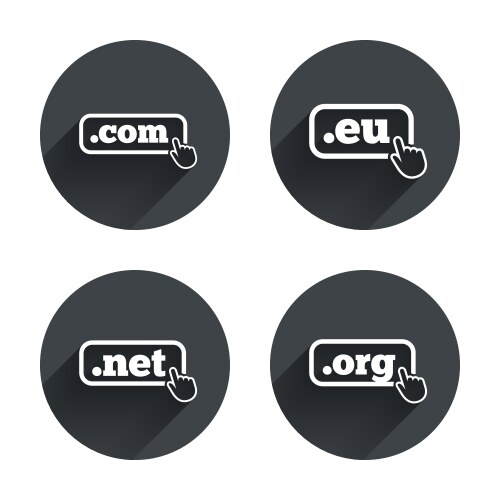 Top-level domains signs com eu net and org vector image