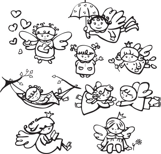 Cute angels for your design Royalty Free Vector Image