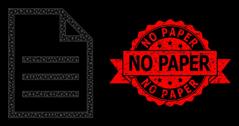 Grunge no paper stamp seal and web network text vector image