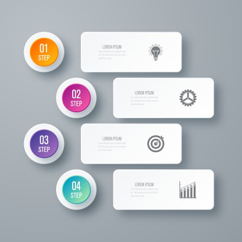 Business infographics template 4 steps with square