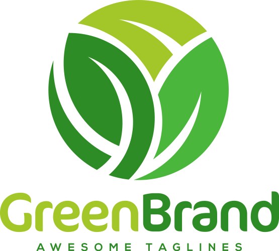 Circle green leaf logo set Royalty Free Vector Image